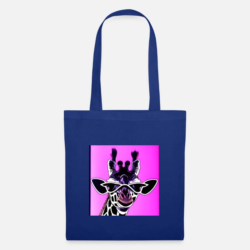 Giraffe mit Brille - Stoffbeutel - Royalblau