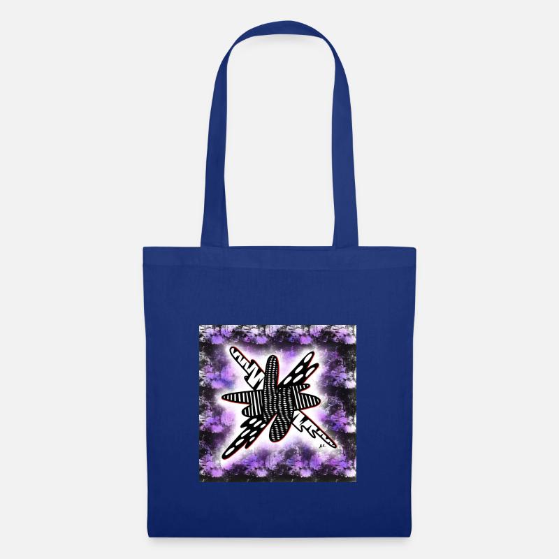 Creatively patterned blob on black and violet - Tote Bag - royal blue