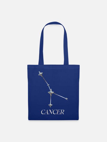 Cancer Sternbild – Silber Minimal-Konstellation - Stoffbeutel - Royalblau