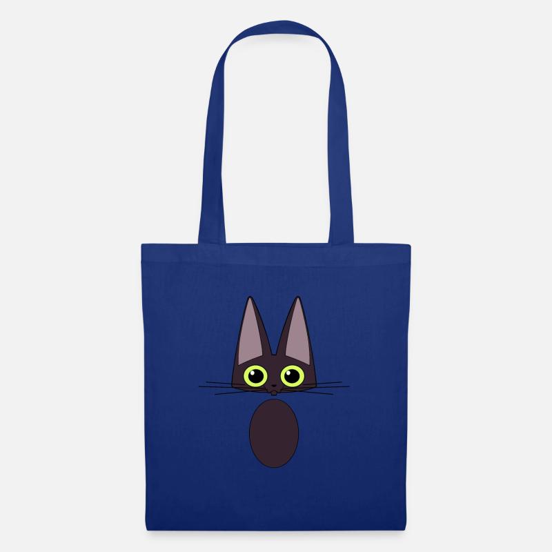 Schwarze Katze - Stoffbeutel - Royalblau