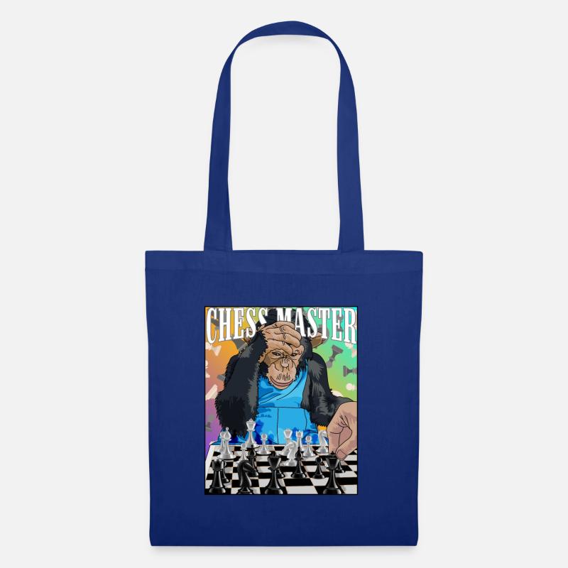 Schachmeister Schimpanse Schach Geschenk - Stoffbeutel - Royalblau