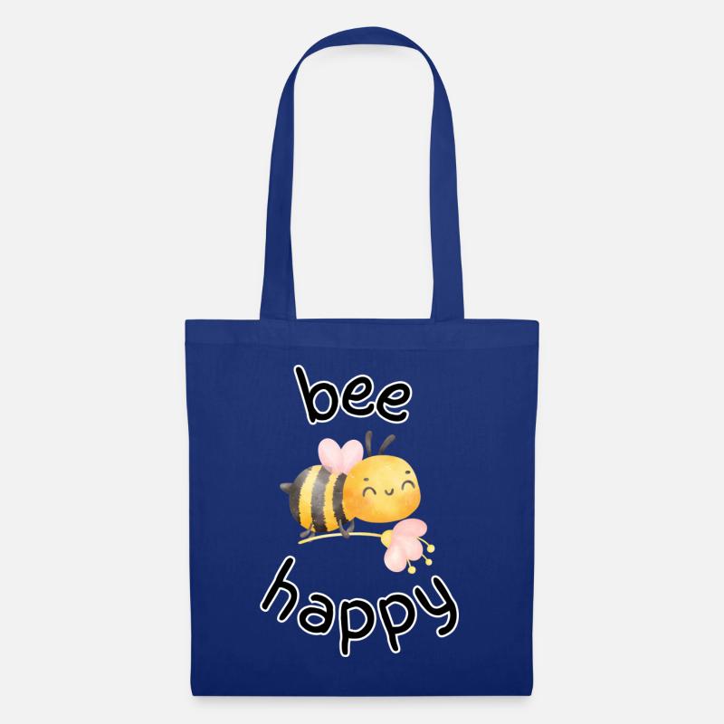 Bee Happy - Stoffbeutel - Royalblau