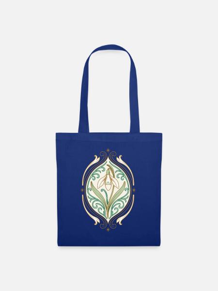 Jugendstil Iris Ornament - Stoffbeutel - Royalblau