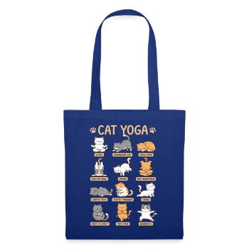 Cat Yoga Katze Yoga Posen Lustiges Katzen Motiv - Stoffbeutel - Royalblau - Vorne