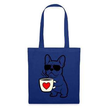 Résumé du Frenchie Dog Coffee - Sac en tissu - bleu royal - Devant
