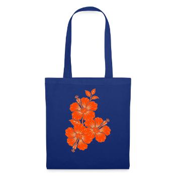 Silhouette triple fleur d’hibiscus orange - Sac en tissu - bleu royal - Devant