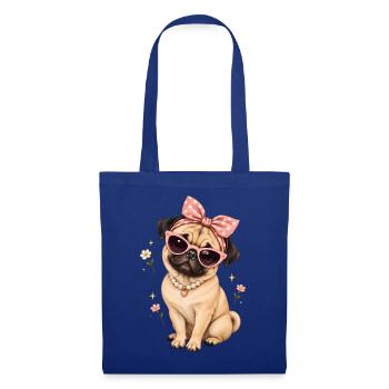 Mops Hund süßer Mops niedlicher Mops - Stoffbeutel - Royalblau - Vorne