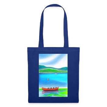 Landscape with lake, boat and mountains - Tote Bag - royal blue - Front