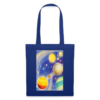 Weltall und Planeten - Stoffbeutel - Royalblau - Vorne