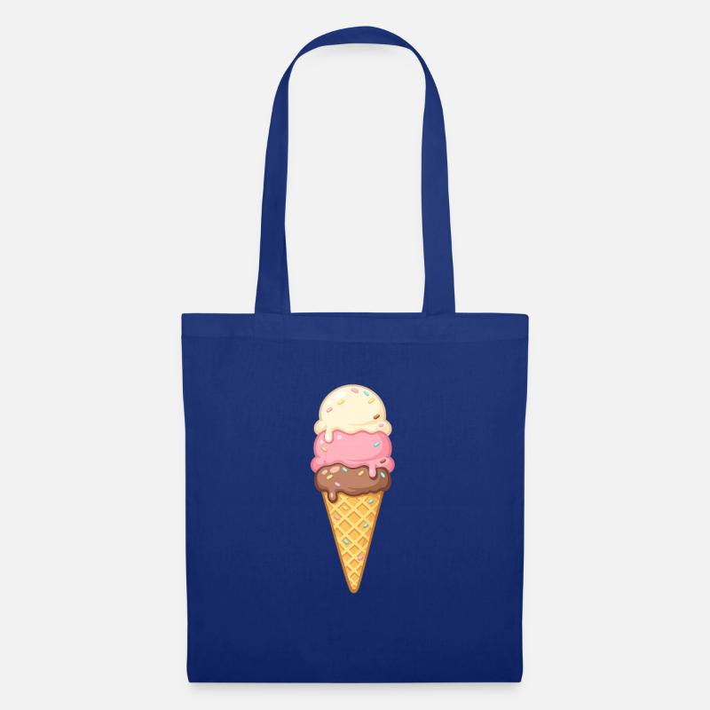 Dreischicht Eiscreme im Cone - Stoffbeutel - Royalblau