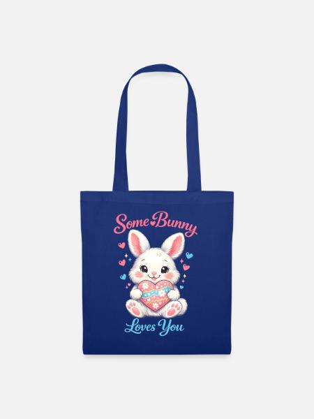 Osterhase in der Brusttasche - Stoffbeutel - Royalblau