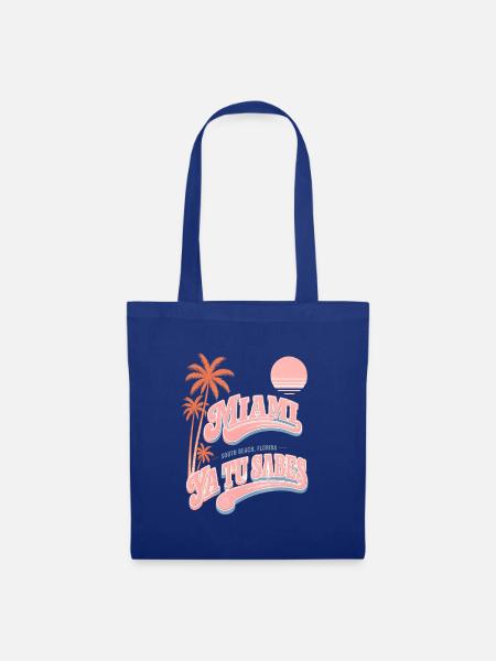 Miami Ya Tu Sabes Retro Palms Salmon - Stoffbeutel - Royalblau