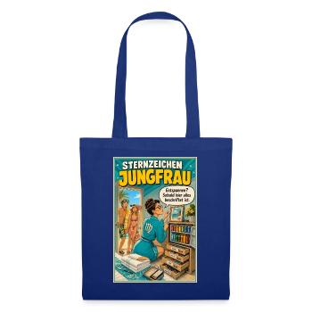 SternzeichenJungfrau - Ordnung trifft Urlaubshumor - Stoffbeutel - Royalblau - Vorne