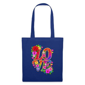 LIEBE Rainbow Floral - Stoffbeutel - Royalblau - Vorne