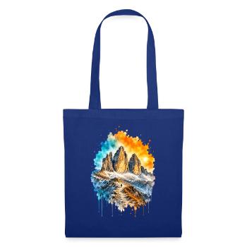 Drei Zinnen Dolomiten Aquarell - Stoffbeutel - Royalblau - Vorne