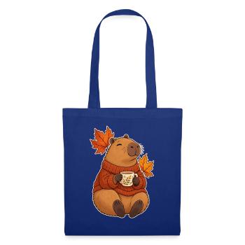 Capybara im Pullover mit einer Tasse Tee - Stoffbeutel - Royalblau - Vorne