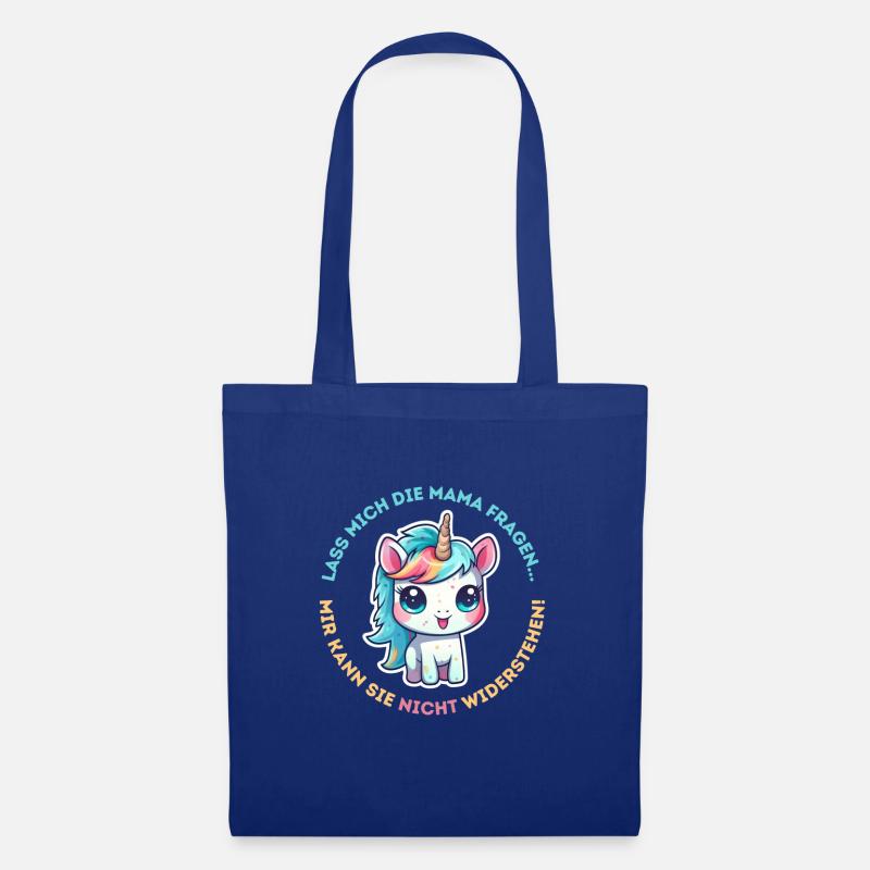 Süßes Einhorn fragt Mama Geschenk - Stoffbeutel - Royalblau