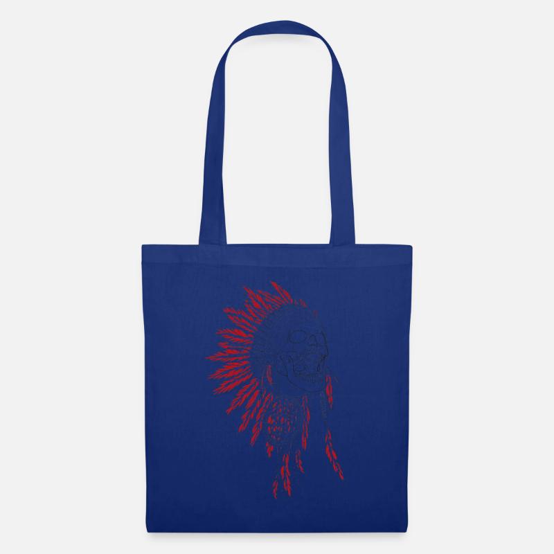 Stummer Schrei - Indianer, Federschmuck, Häuptling - Stoffbeutel - Royalblau