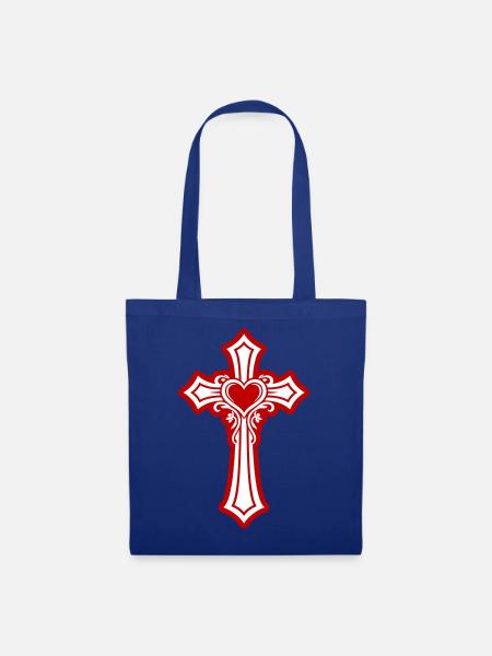 Kreuz Herz Liebe - Stoffbeutel - Royalblau