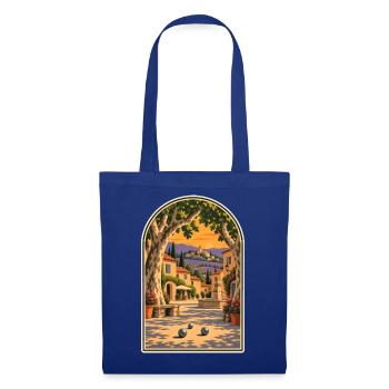 Dorf Provence-Plakat mit Petanque-Kugeln - Stoffbeutel - Royalblau - Vorne