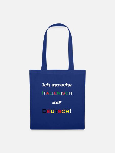 Italienisch auf Deutsch - Stoffbeutel - Royalblau