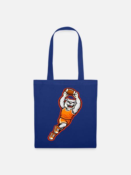 Bulldog Football Touchdown-Maskottchen - Stoffbeutel - Royalblau