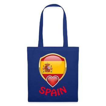 Spain Spanien Flagge Wappen Herz Fan T-Shirt - Stoffbeutel - Royalblau - Vorne
