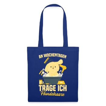 An Wochentagen trage ich Hundehaare - Stoffbeutel - Royalblau - Vorne