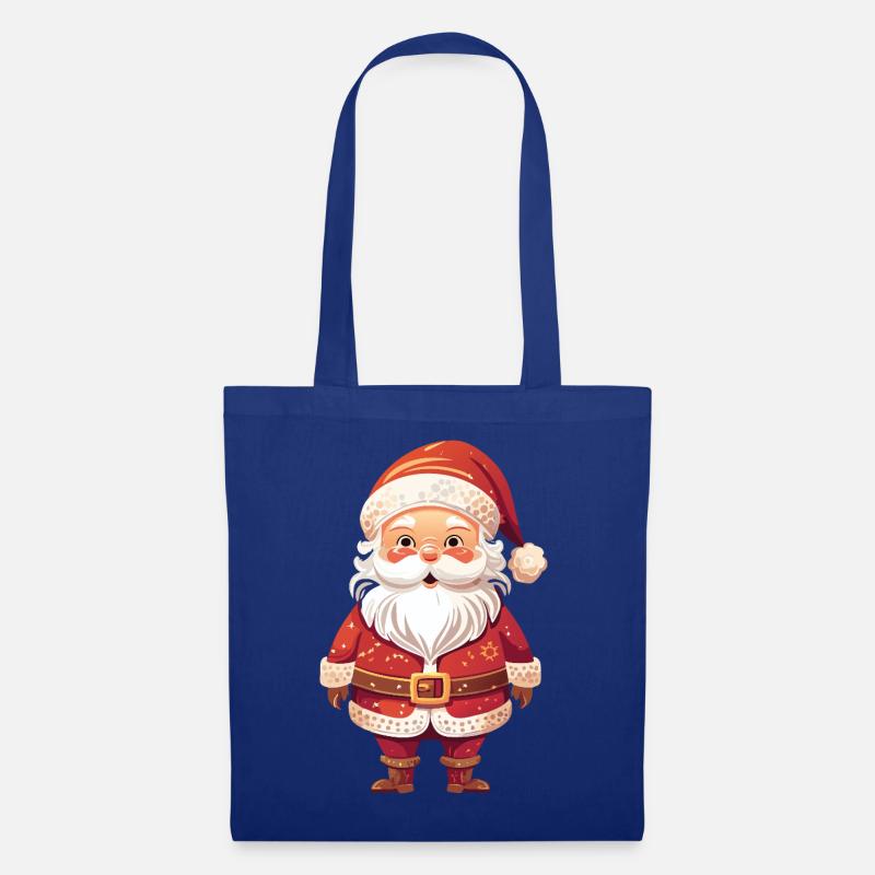 Fröhlicher Weihnachtsmann - Stoffbeutel - Royalblau