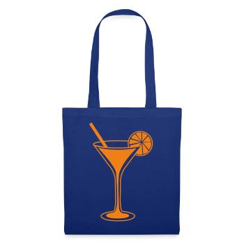 Orangen Cocktailglas Linienkunst - Stoffbeutel - Royalblau - Vorne