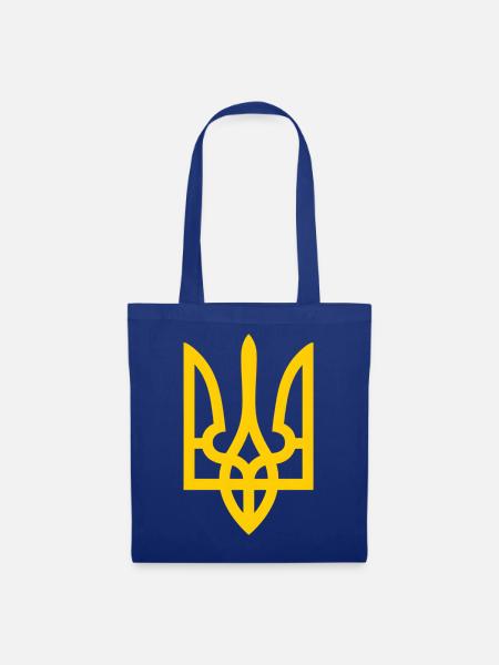 Tryzub Ukraine – Ukrainisches Dreizack-Emblem - Stoffbeutel - Royalblau