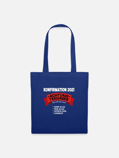 Geschenk Konfirmation Jungs Mädchen lustig Spruch - Stoffbeutel - Royalblau
