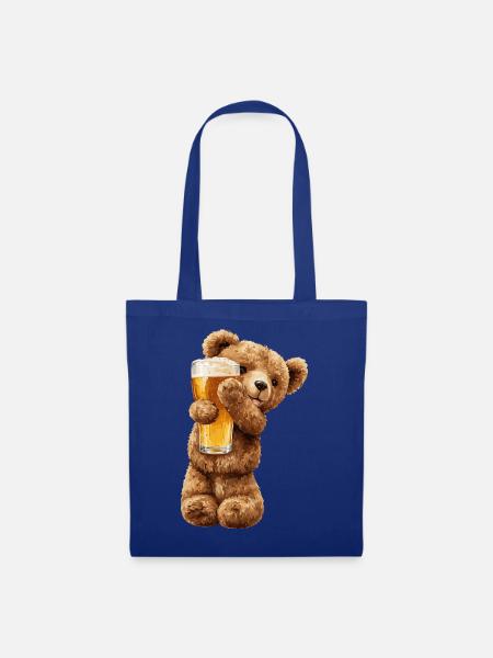 Bärchen mit Bierglas Bierchen Teddybär - Stoffbeutel - Royalblau