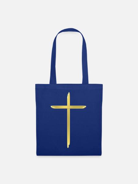 Goldenes Kreuz Pinselstrich - Stoffbeutel - Royalblau