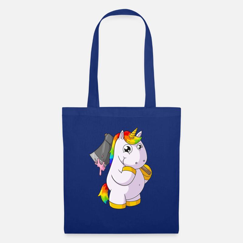 Comic Einhorn mit Axt - Stoffbeutel - Royalblau