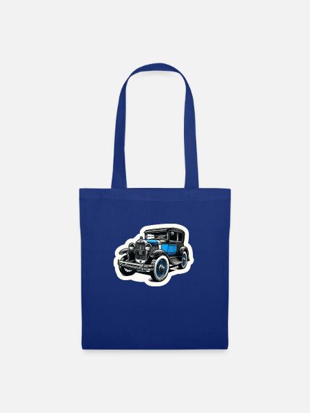 Alter blauer Oldtimer - Stoffbeutel - Royalblau
