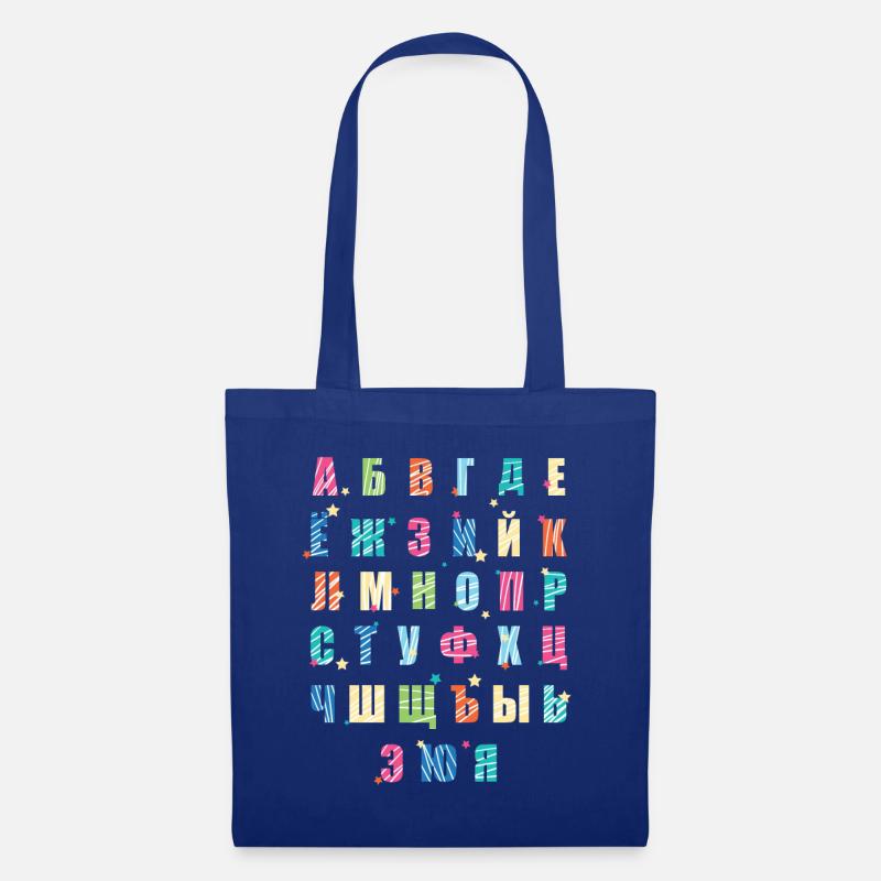 Russisches Alphabet - Stoffbeutel - Royalblau