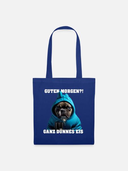 Französische Bulldogge mit Hoodie Ganz dünnes Eis - Stoffbeutel - Royalblau