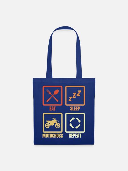 Essen Schlafen Motocross Wiederholen - Stoffbeutel - Royalblau