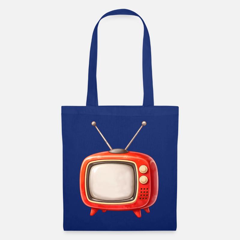 Retro Fernseher Illustration  - Stoffbeutel - Royalblau