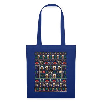 Weihnachts Kneipen Strickdesign Darts - Stoffbeutel - Royalblau - Vorne