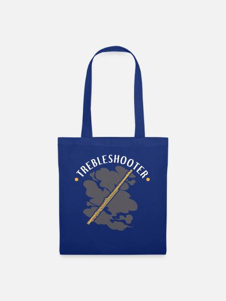 Transverse Flute, Trebleshooter, Funny Flutist - Stoffbeutel - Royalblau
