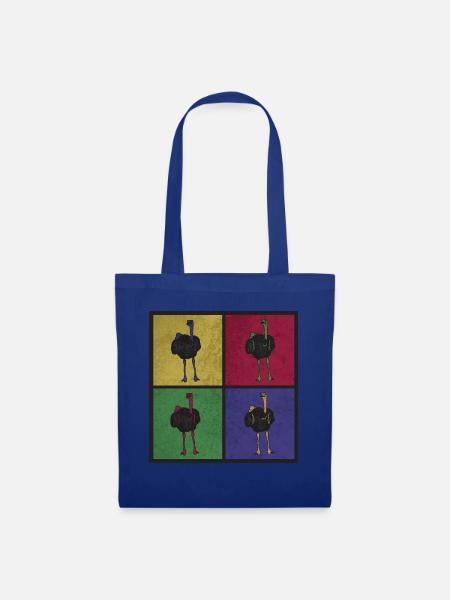 Strauß Vogel Pop-Art - Stoffbeutel - Royalblau