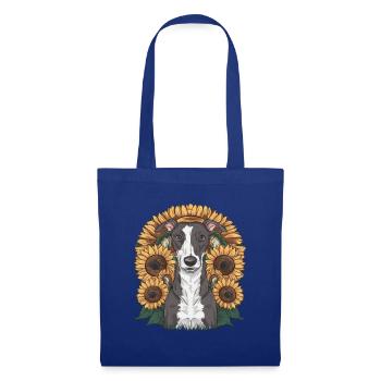 Lévrier et tournesols - Sac en tissu - bleu royal - Devant