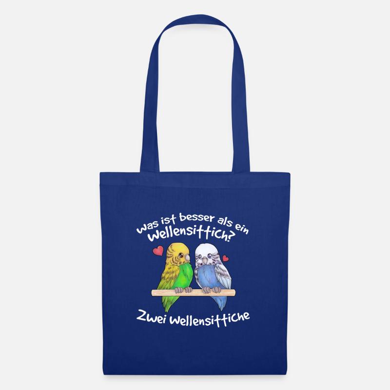 Was ist besser als ein Wellensittiche - Geschenk - Stoffbeutel - Royalblau