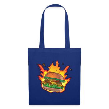 Burning Burger / Cheeseburger - Stoffbeutel - Royalblau - Vorne