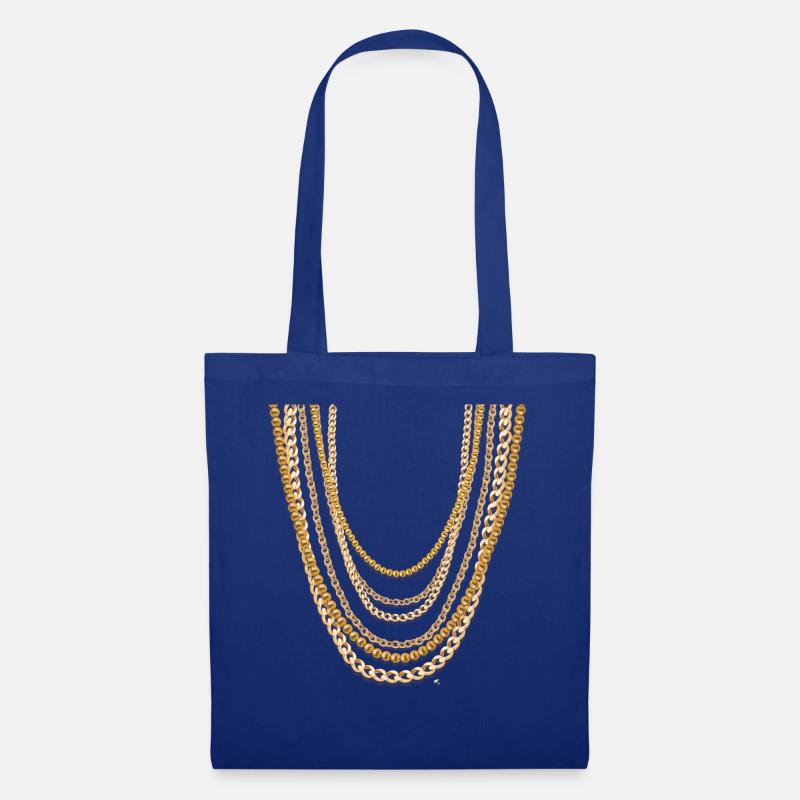 Grosse Goldketten - Stoffbeutel - Royalblau