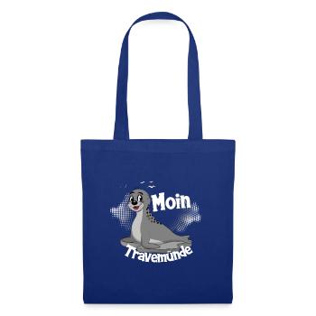 Moin Travemünde mit Seehund für Strand Urlaub - Stoffbeutel - Royalblau - Vorne