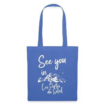Motif de ski Les Portes du Soleil avec montagnes et étoiles - Sac en tissu - bleu pâle - Devant