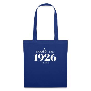 Fabriqué au Texas en 1926. jolie fête d'anniversaire - Sac en tissu - bleu royal - Devant